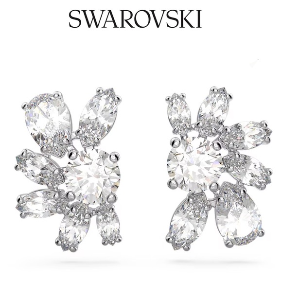 Swarovski Crystal Gema Flower Stud Earrings - Picture 1 of 5